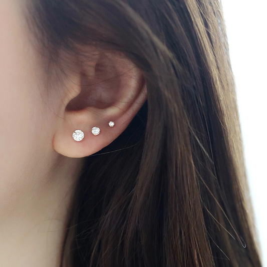 PAVE STUD EARRINGS S925