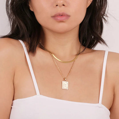 LEILA SQUARE LETTER PENDANT NECKLACE