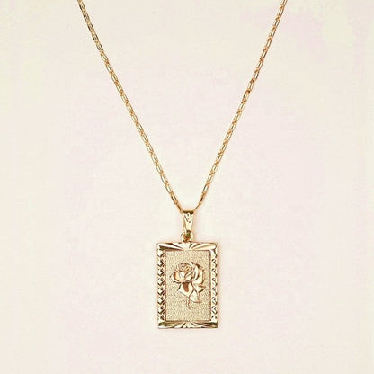ROSE SQUARE PENDANT NECKLACE