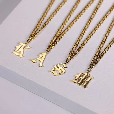 CAMILLE VINTAGE ENGLISH LETTER NECKLACE