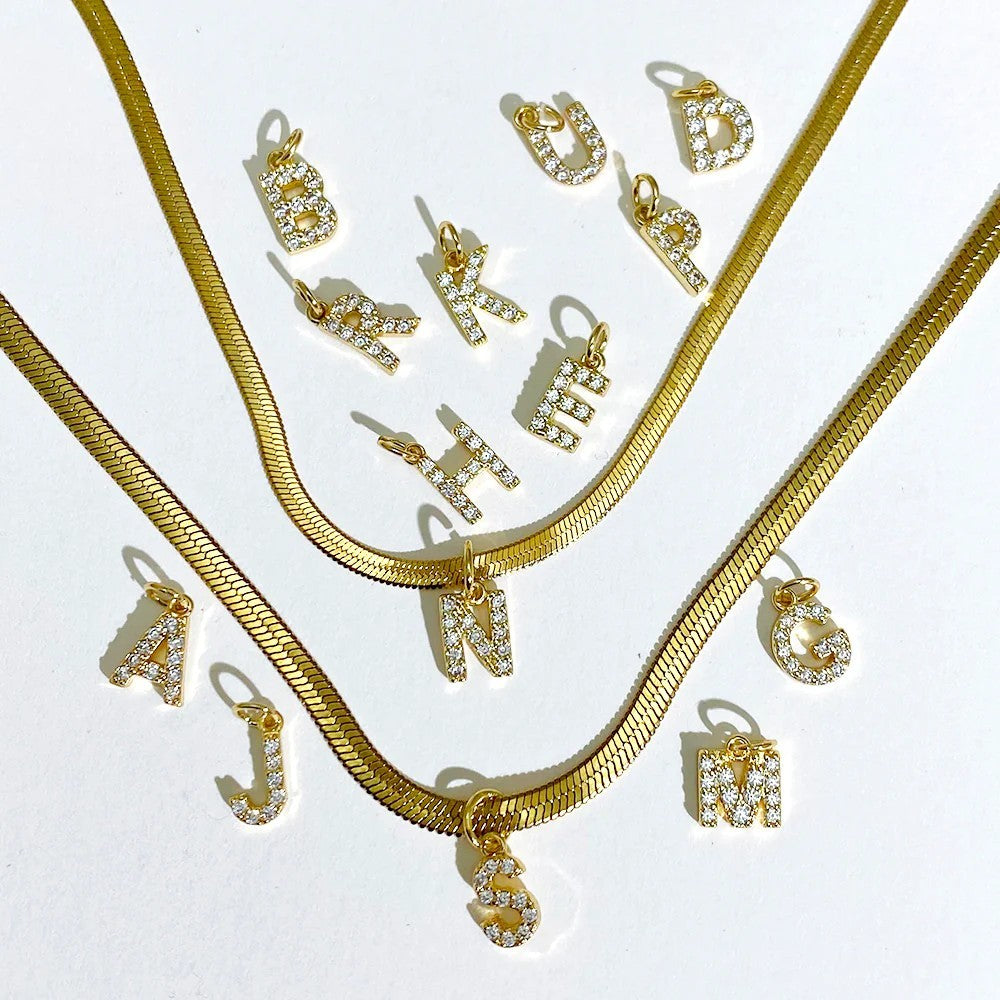HERRINGBONE INITIAL NECKLACE