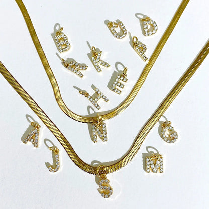 HERRINGBONE INITIAL NECKLACE