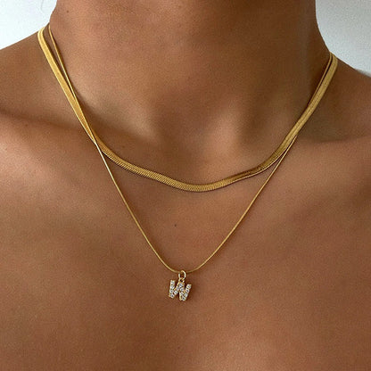 HERRINGBONE INITIAL NECKLACE