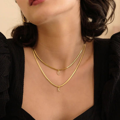 HERRINGBONE INITIAL NECKLACE