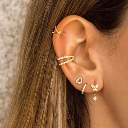 DELICATE PAVE HOOP EARRINGS S925