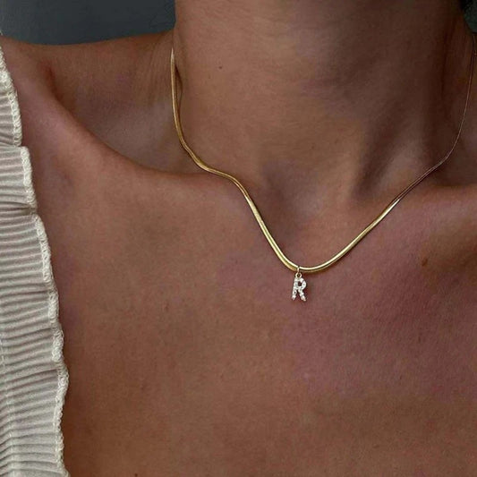 HERRINGBONE INITIAL NECKLACE